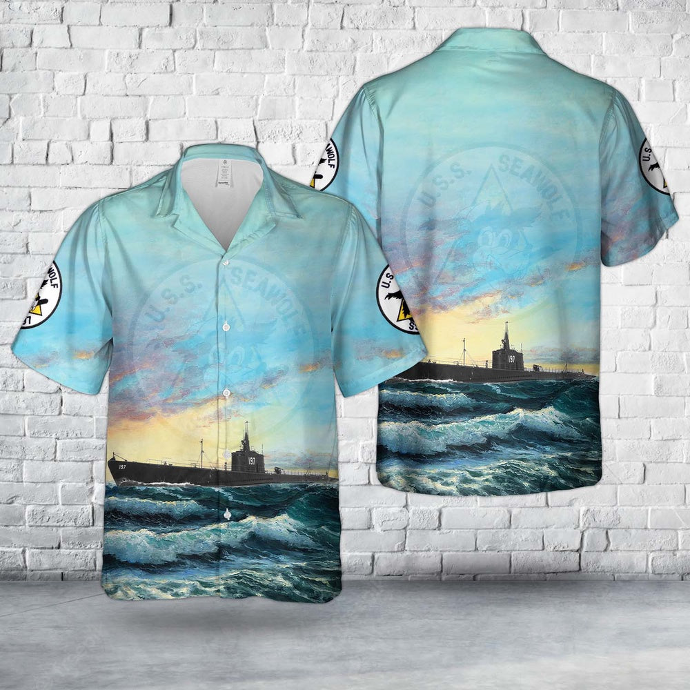 Us Navy Hawaiian Shirt, US Navy USS Seawolf (SS-197) Sargo-class submarine In WWII Hawaiian Shirt, Military Hawaiian Shirt