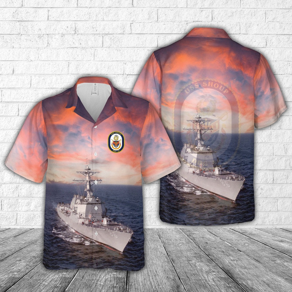 Us Navy Hawaiian Shirt, US Navy USS Shoup (DDG 86) Hawaiian Shirt, Military Hawaiian Shirt