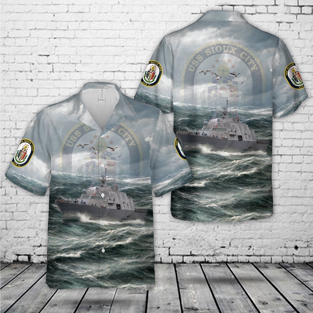 Us Navy Hawaiian Shirt, US Navy USS Sioux City (LCS-11) Freedom-class littoral combat ship Hawaiian Shirt, Military Hawaiian Shirt