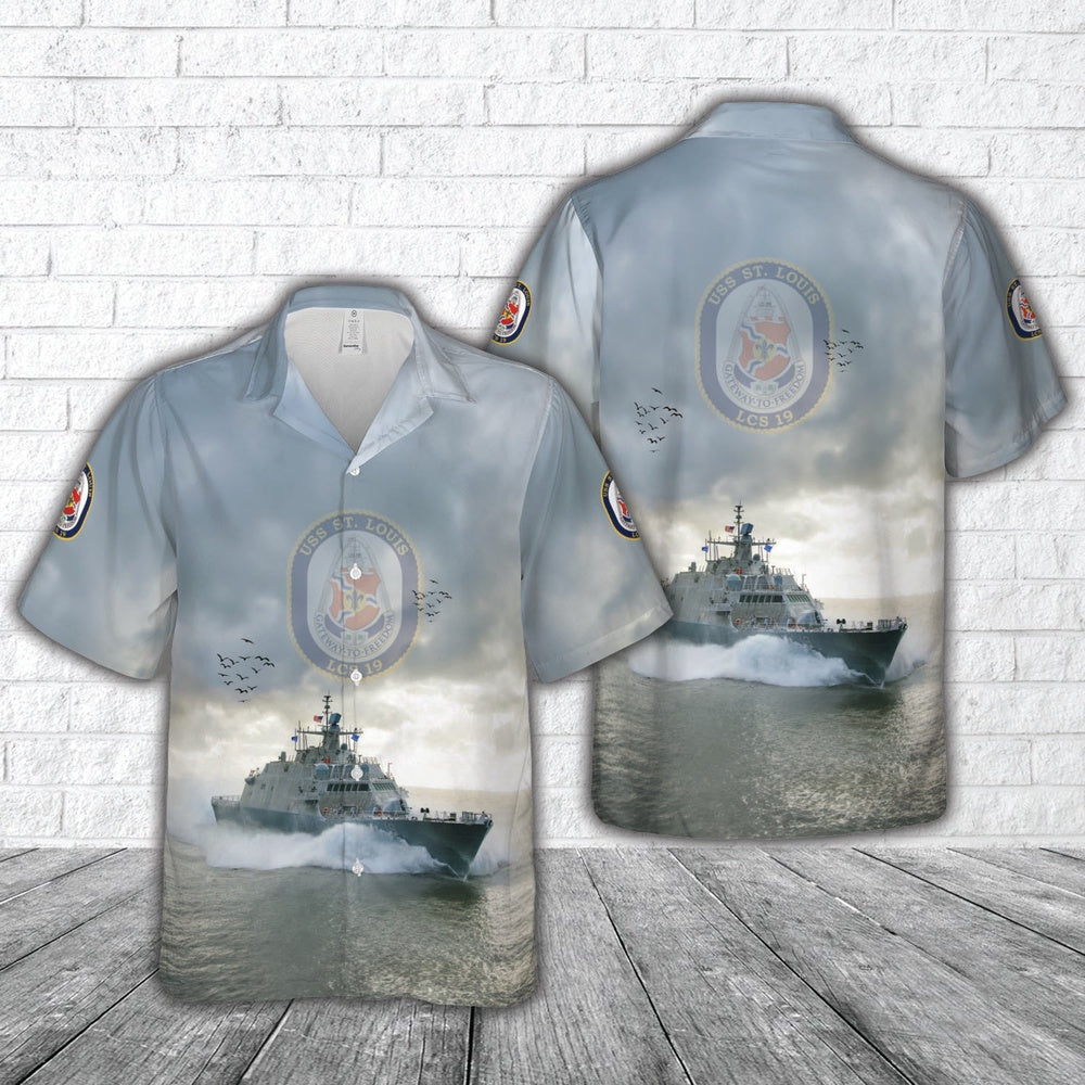 Us Navy Hawaiian Shirt, US Navy USS St Louis (LCS-19) Freedom-class littoral combat ship Hawaiian Shirt, Military Hawaiian Shirt