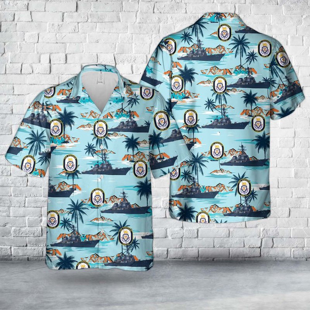 Us Navy Hawaiian Shirt, US Navy USS Stethem (DDG-63) Arleigh Burke-class destroyer Hawaiian Shirt, Military Hawaiian Shirt