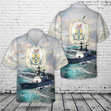 Us Navy Hawaiian Shirt, US Navy USS Stump (DD-978) Hawaiian Shirt, Military Hawaiian Shirt