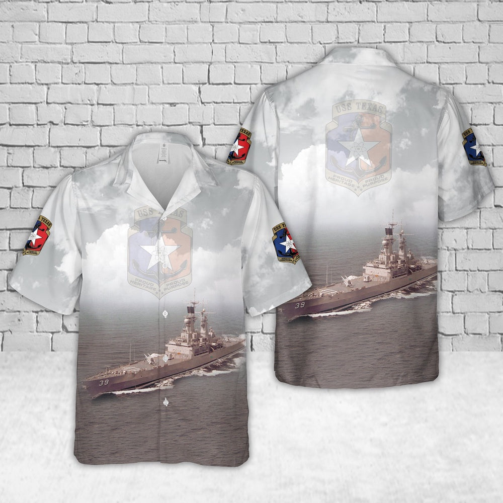 Us Navy Hawaiian Shirt, US Navy USS Texas (CGN-39) Hawaiian Shirt, Military Hawaiian Shirt