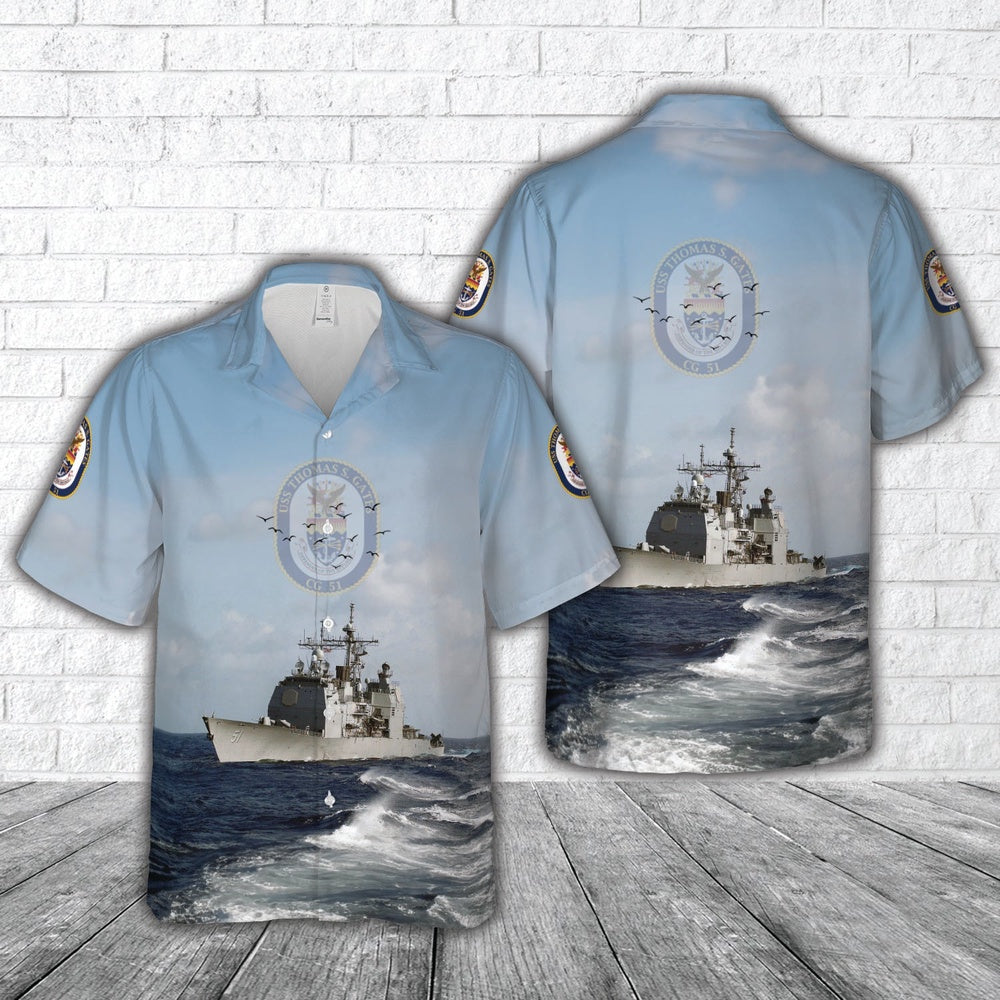 Us Navy Hawaiian Shirt, US Navy USS Thomas S. Gates (CG-51) Ticonderoga-class cruiser Hawaiian Shirt