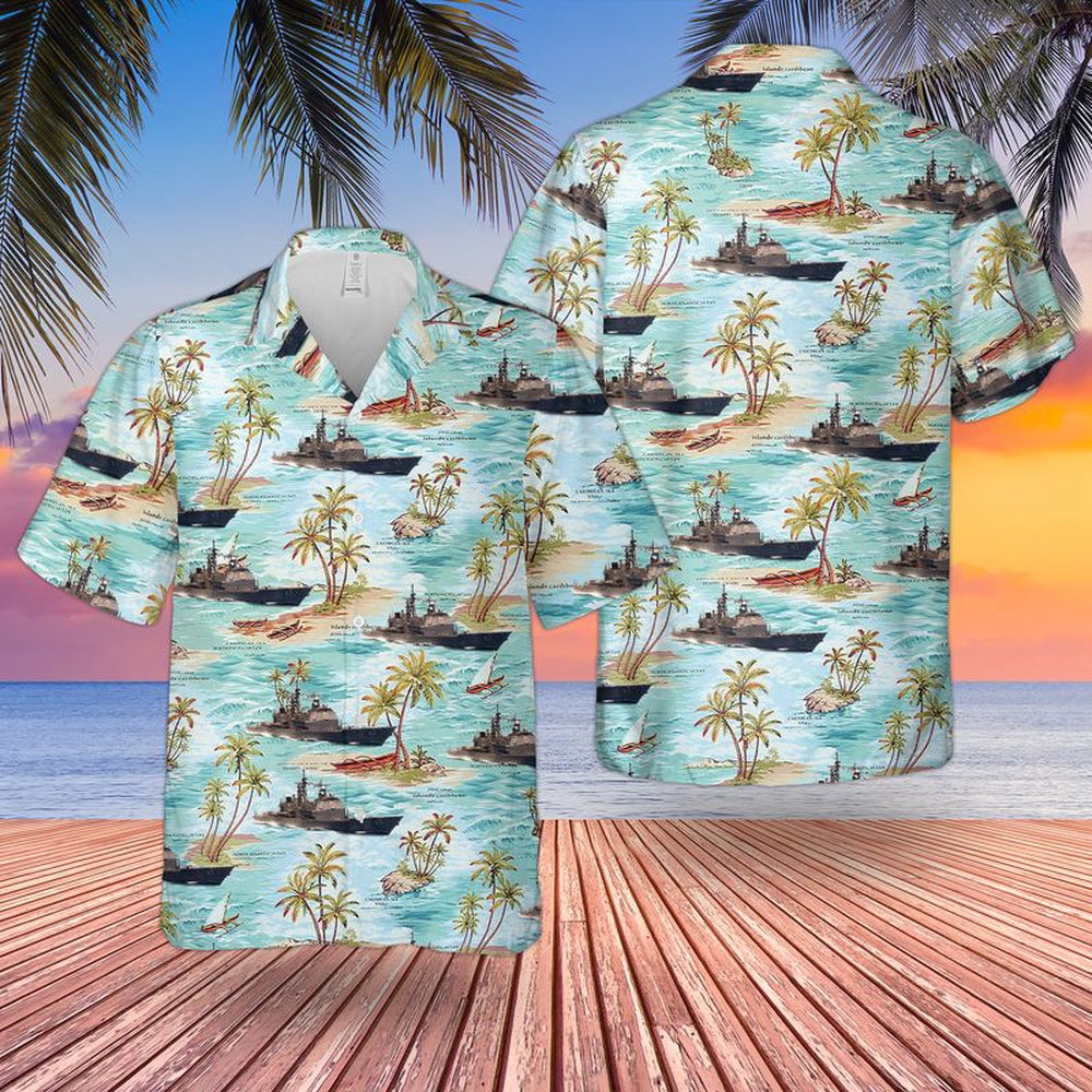 Us Navy Hawaiian Shirt, US Navy USS Ticonderoga (CG-47) Hawaiian Shirt, Military Hawaiian Shirt