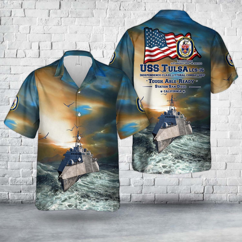 Us Navy Hawaiian Shirt, US Navy USS Tulsa (LCS-16) Independence-class littoral combat ship Hawaiian Shirt