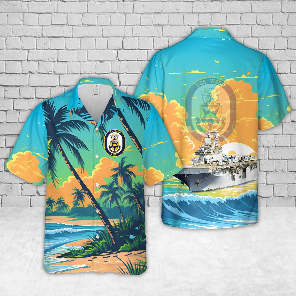 Us Navy Hawaiian Shirt, US Navy USS Wasp (LHD-1) Wasp Expeditionary Strike Group Hawaiian Shirt, Military Hawaiian Shirt