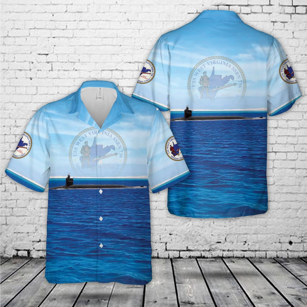 Us Navy Hawaiian Shirt, US Navy USS West Virginia (SSBN-736) Ballistic Missile Submarine Hawaiian Shirt, Military Hawaiian Shirt