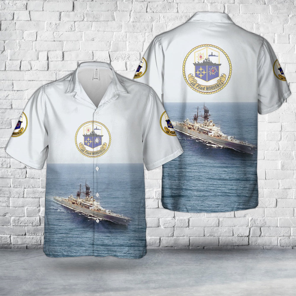 Us Navy Hawaiian Shirt, US Navy USS Worden (DLGCG-18) Leahy-class cruiser Hawaiian Shirt, Military Hawaiian Shirt