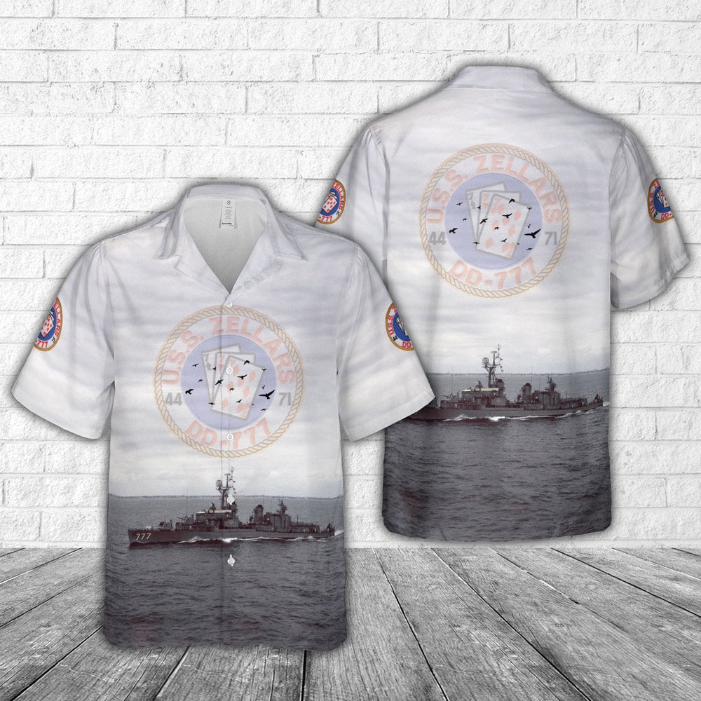 Us Navy Hawaiian Shirt, US Navy USS Zellars (DD-777) Hawaiian Shirt, Military Hawaiian Shirt