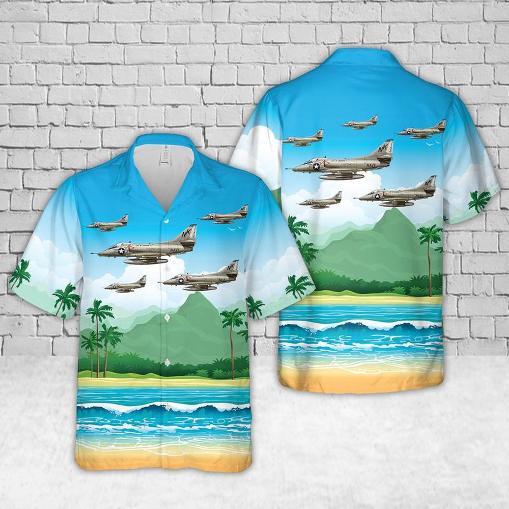 Us Navy Hawaiian Shirt, US Navy VA-146 A-4 Skyhawk Hawaiian Shirt, Military Hawaiian Shirt