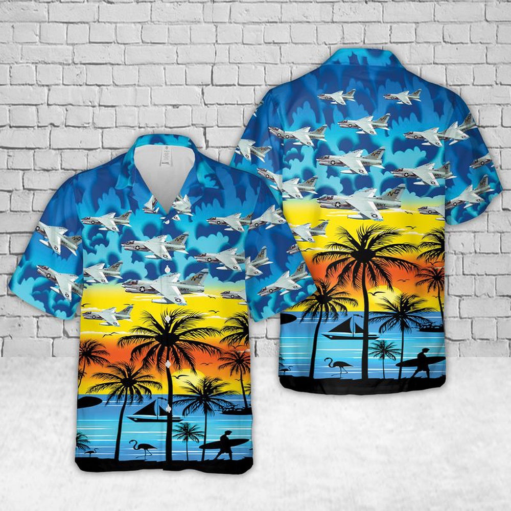 Us Navy Hawaiian Shirt, US Navy VA-146 LTV A-7 Corsair Hawaiian Shirt, Military Hawaiian Shirt