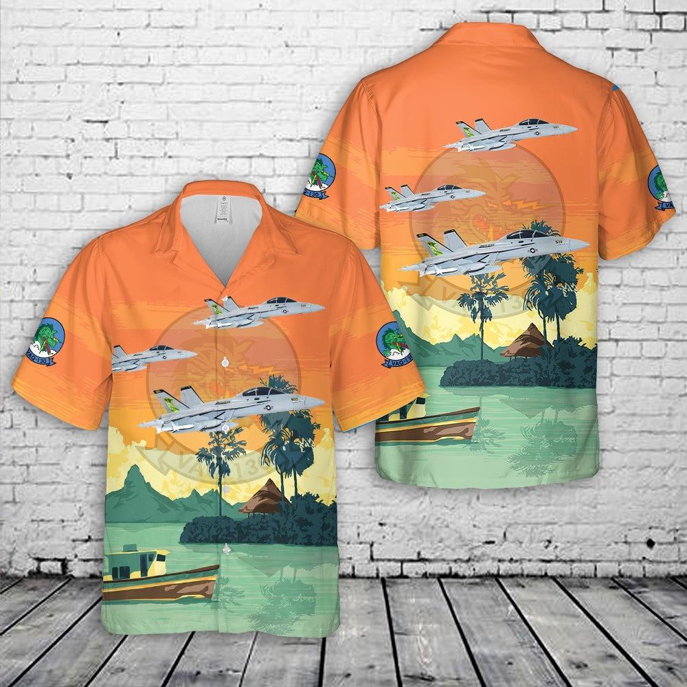 Us Navy Hawaiian Shirt, US Navy VAQ-130 Zappers 2021 EA-18G Growler Hawaiian Shirt, Military Hawaiian Shirt