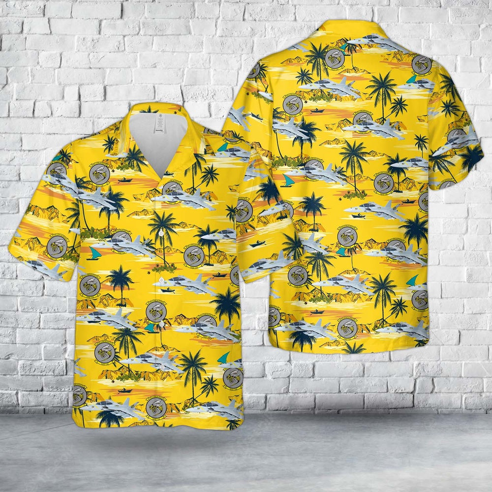 Us Navy Hawaiian Shirt, US Navy VAQ-138 Yellowjackets 2020 EA-18G Growler Hawaiian Shirt, Military Hawaiian Shirt