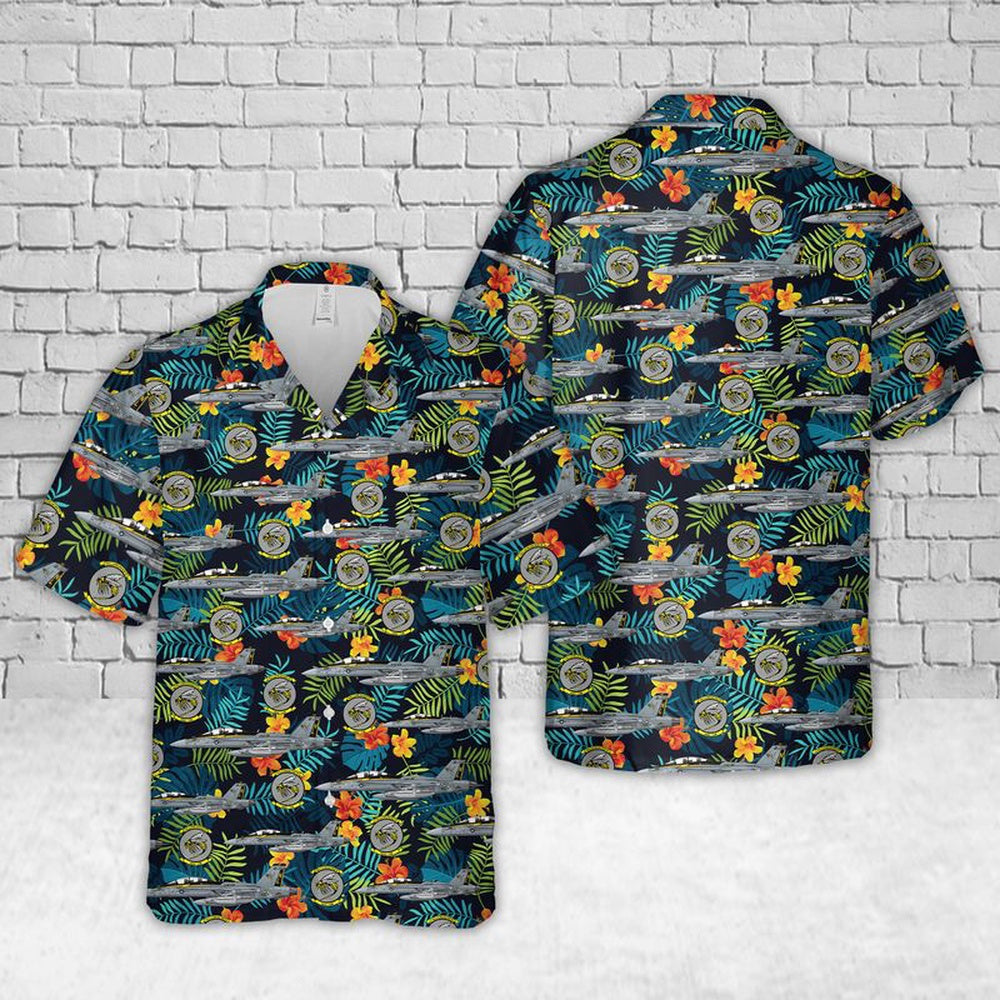 Us Navy Hawaiian Shirt, US Navy VAQ-138 Yellowjackets EA-18G Growler Hawaiian Shirt, Military Hawaiian Shirt