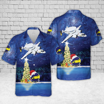 Us Navy Hawaiian Shirt, US Navy VAW-112 Golden Hawks (1978 USS Nimitz) E-2C Christmas Hawaiian Shirt, Military Hawaiian Shirt