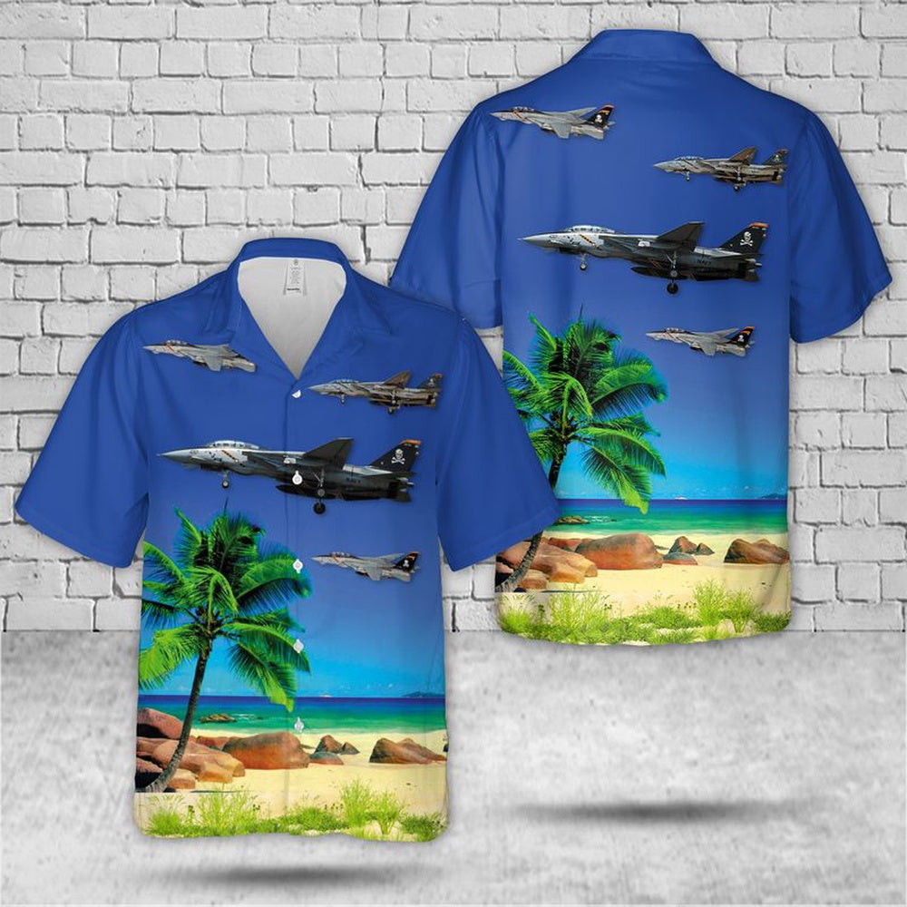 Us Navy Hawaiian Shirt, US Navy VF-103 F-14B Hawaiian Shirt, Military Hawaiian Shirt
