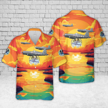 Us Navy Hawaiian Shirt, US Navy VF-17 Jolly Rogers F4U-1A Corsair Hawaiian Shirt, Military Hawaiian Shirt