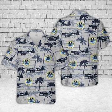 Us Navy Hawaiian Shirt, US Navy VF-17 Jolly Rogers F4U In WWII Hawaiian Shirt, Military Hawaiian Shirt