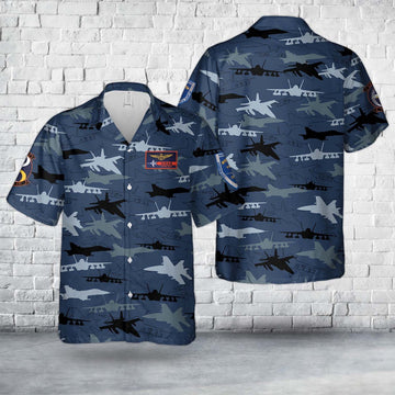 Us Navy Hawaiian Shirt, US Navy VFA-137 McDonnell Douglas FA-18 Hornet Silhouettes Hawaiian Shirt, Military Hawaiian Shirt