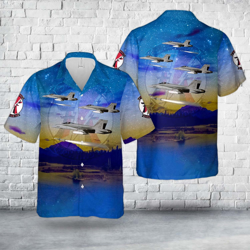 Us Navy Hawaiian Shirt, US Navy VFA-161 FA-18A launches an AIM-7 Sparrow missile Hawaiian Shirt, Military Hawaiian Shirt