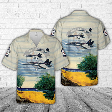 Us Navy Hawaiian Shirt, US Navy VFA-34 F A-18C Blue Blasters Hawaiian Shirt, Military Hawaiian Shirt