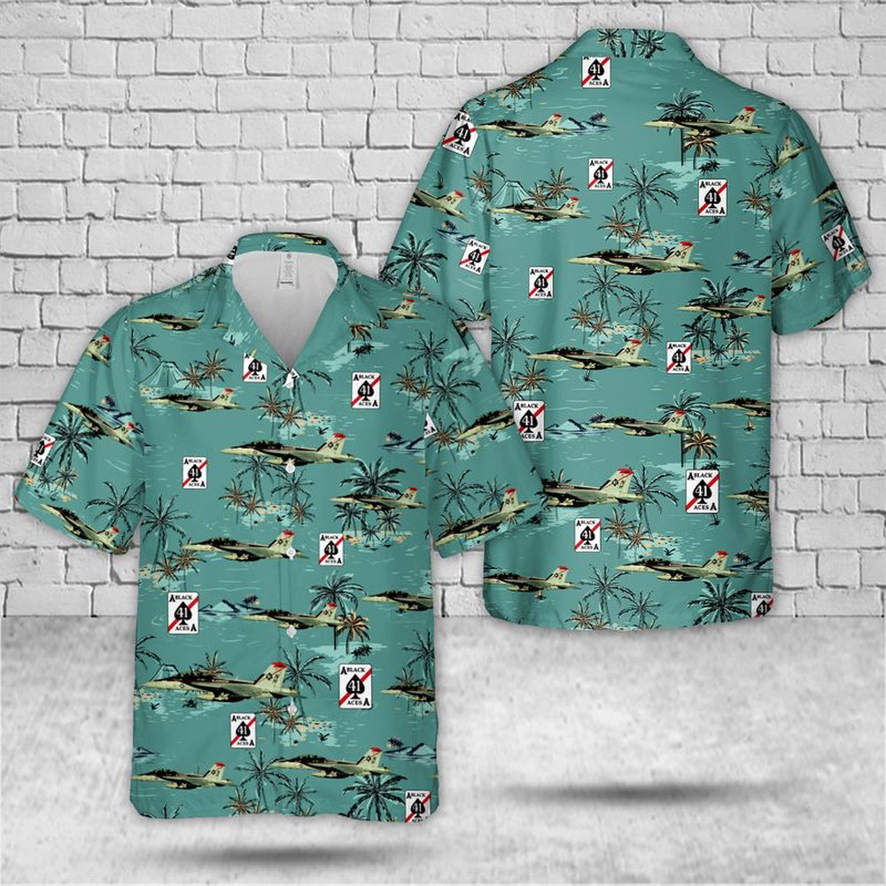 Us Navy Hawaiian Shirt, US Navy VFA-41 Black Aces FA-18F Super Hornet Hawaiian Shirt, Military Hawaiian Shirt