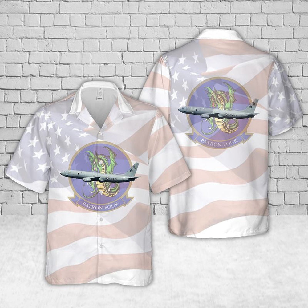 Us Navy Hawaiian Shirt, US Navy VP-4 Skinny Dragons P-8A Hawaiian Shirt, Military Hawaiian Shirt