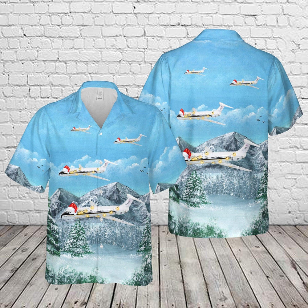 Us Navy Hawaiian Shirt, US Navy VR-52 Taskmasters C-9B Skytrain II Christmas Hawaiian Shirt, Military Hawaiian Shirt