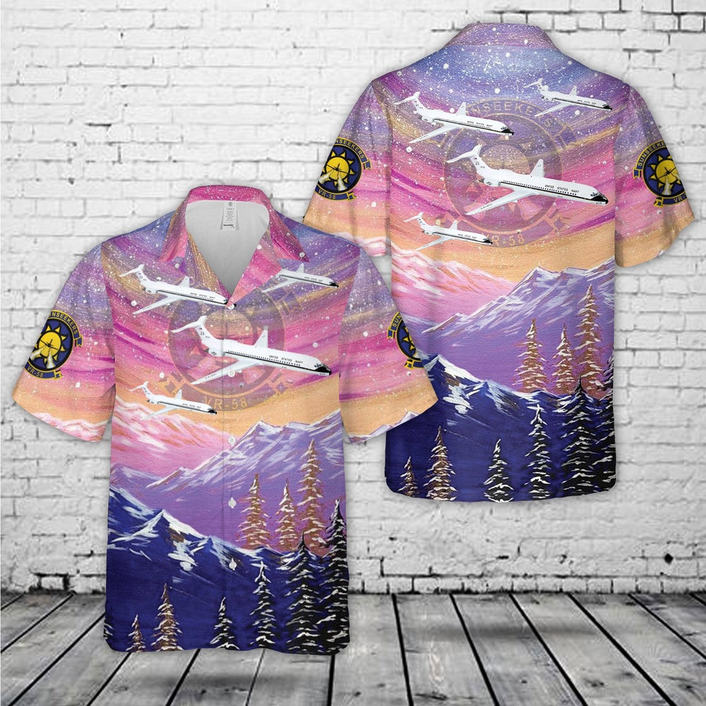 Us Navy Hawaiian Shirt, US Navy VR-58 Sunseekers C-9B Skytrain II Hawaiian Shirt, Military Hawaiian Shirt