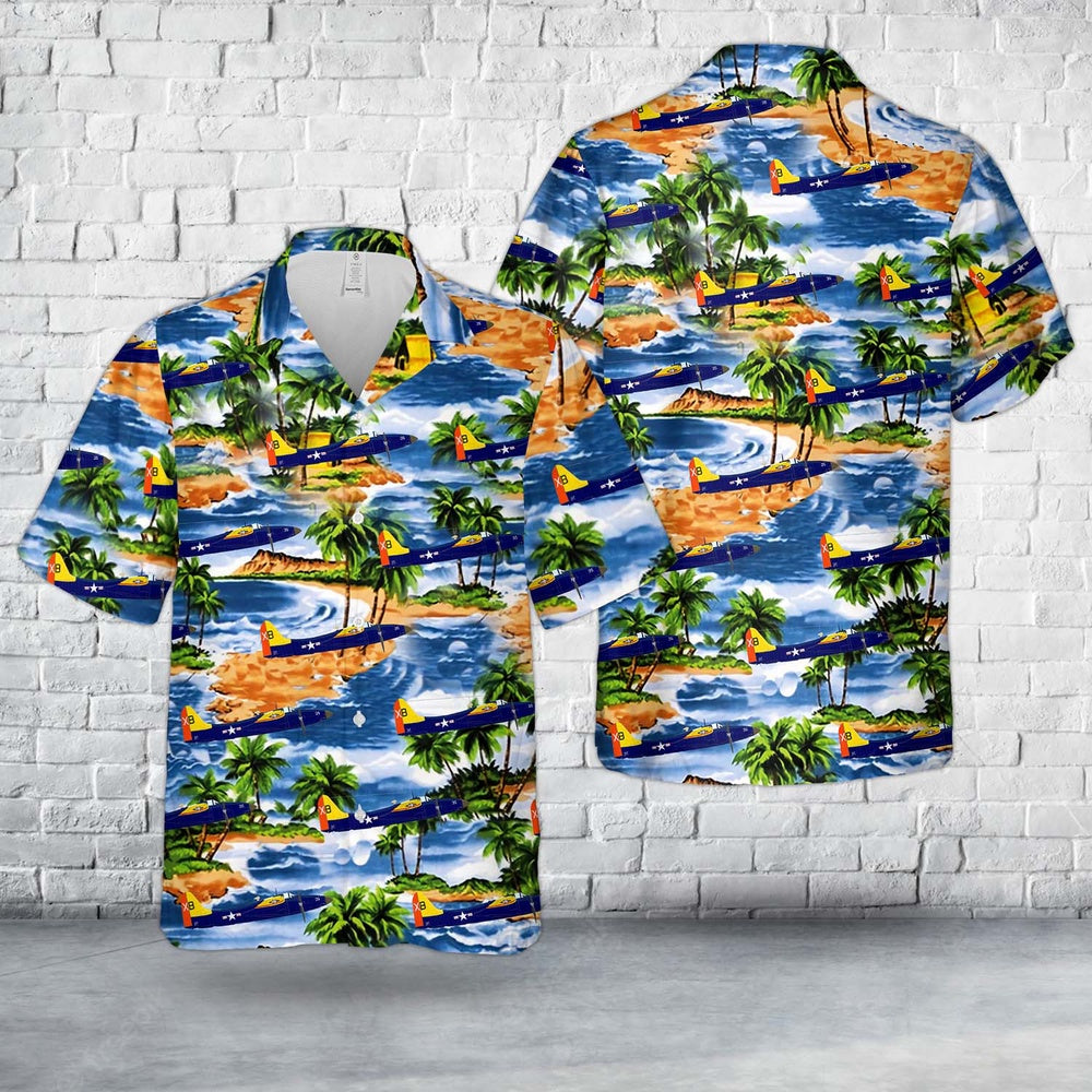 Us Navy Hawaiian Shirt, US Navy VX-2 Grumman F7F-2N Tigercat Hawaiian Shirt, Military Hawaiian Shirt