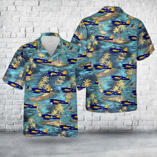 Us Navy Hawaiian Shirt, US Navy VX-2 Grumman F8F-1D Bearcat Hawaiian Shirt, Military Hawaiian Shirt