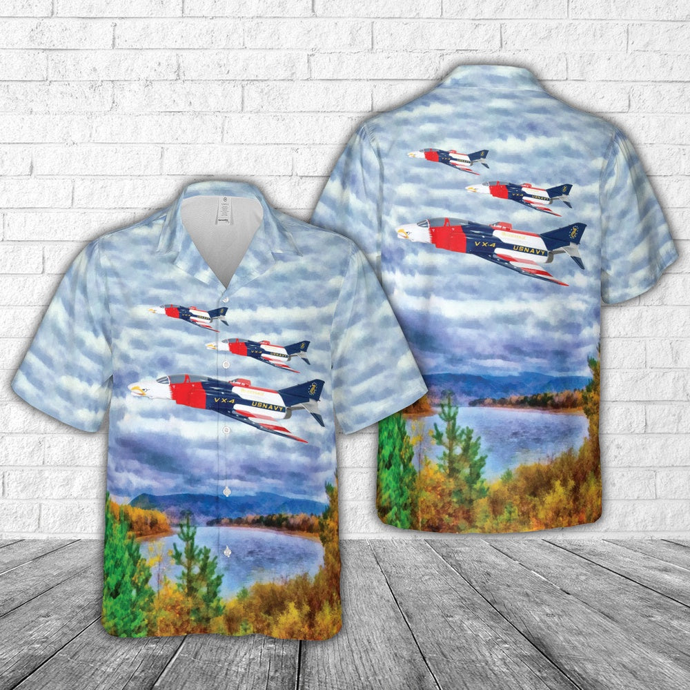 Us Navy Hawaiian Shirt, US Navy VX-4, Air Test and Evaluation Squadron Four Hawaiian Shirt, Military Hawaiian Shirt