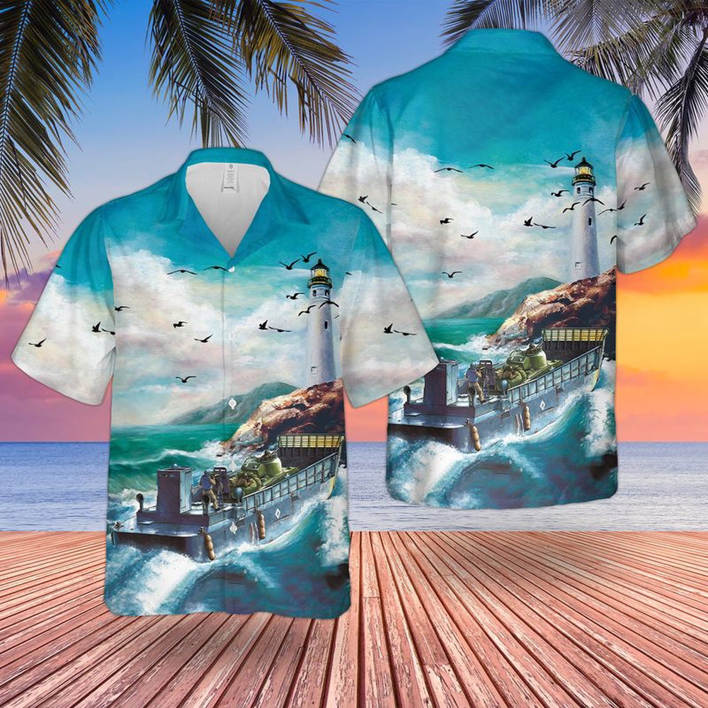 Us Navy Hawaiian Shirt, US Navy Vehicle Landing Craft LCM 3 Hawaiian Shirt, Military Hawaiian Shirt