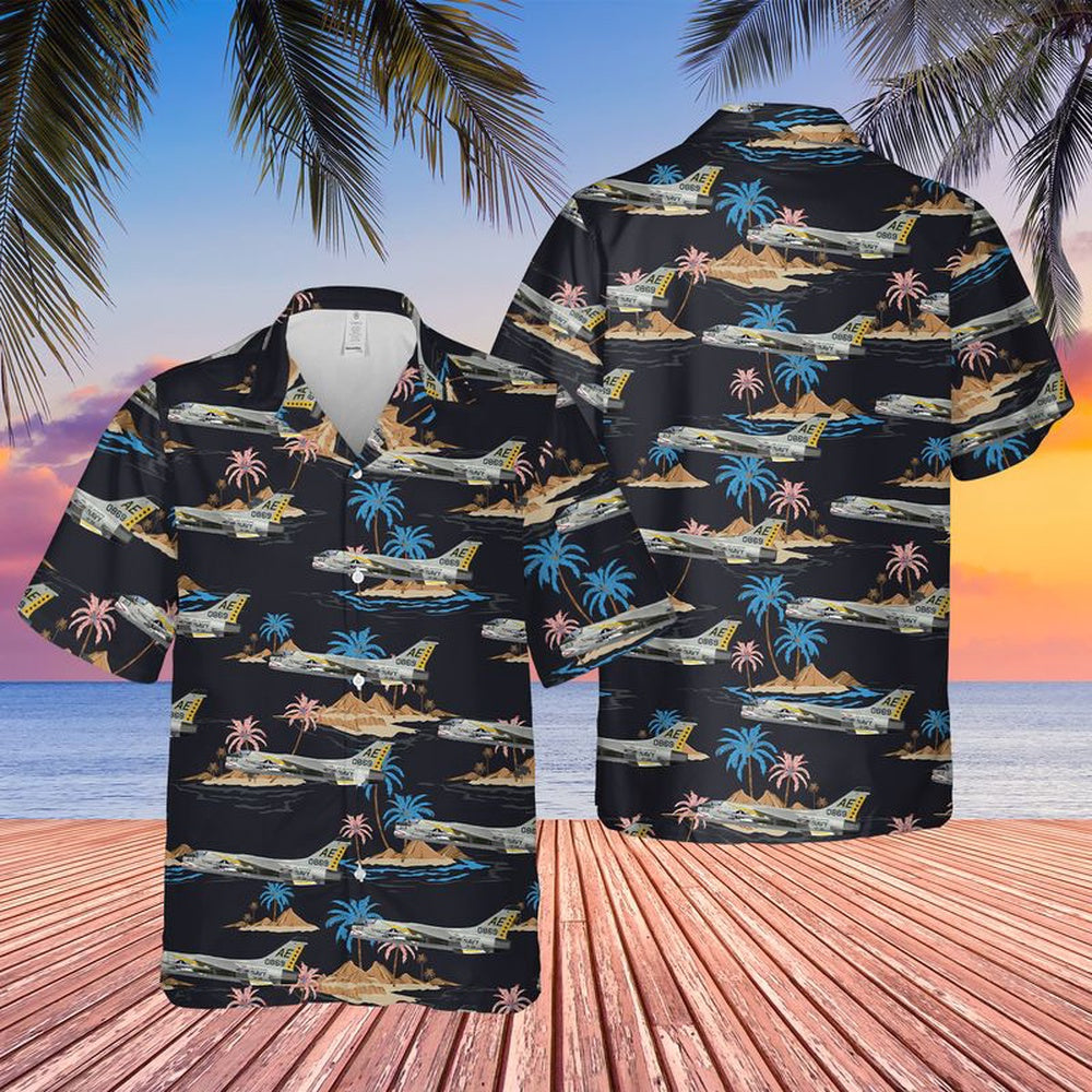 Us Navy Hawaiian Shirt, US Navy Vought F-8E Crusader Of VF-33 Hawaiian Shirt, Military Hawaiian Shirt