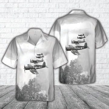 Us Navy Hawaiian Shirt, US Navy Vought F4U-1A Corsairs of Fighter Squadron 17 (VF-17) Jolly Rogers Hawaiian Shirt