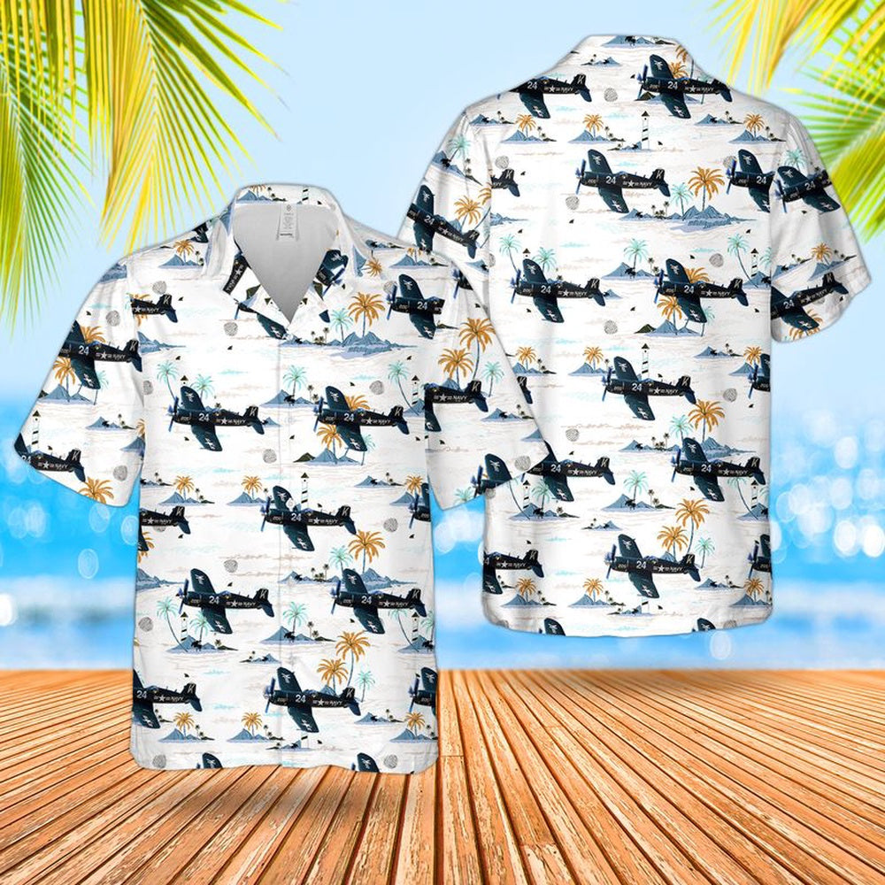Us Navy Hawaiian Shirt, US Navy Vought F4U Corsair Hawaiian Shirt, Military Hawaiian Shirt