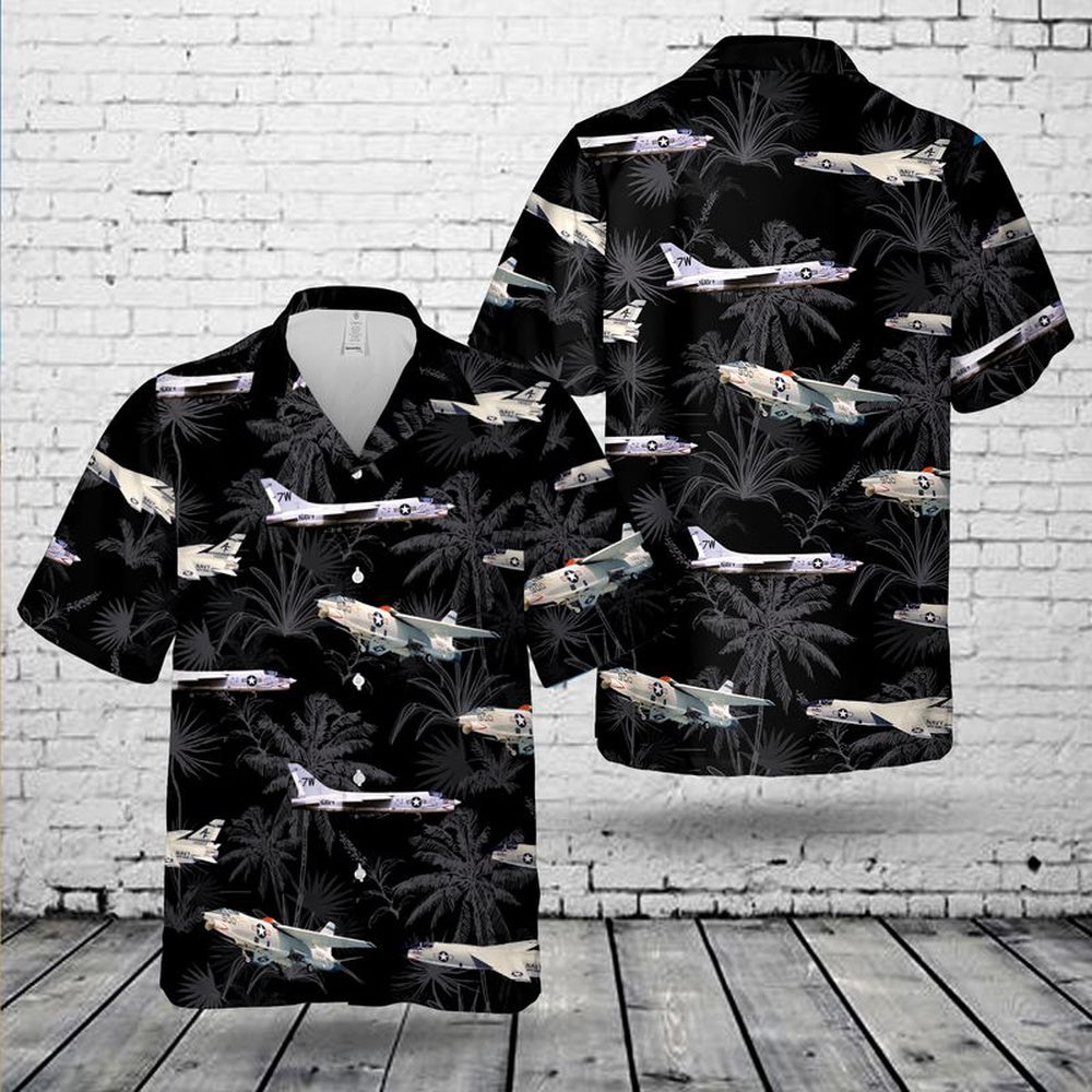 Us Navy Hawaiian Shirt, US Navy Vought RF-8 Crusader Hawaiian Shirt, Military Hawaiian Shirt