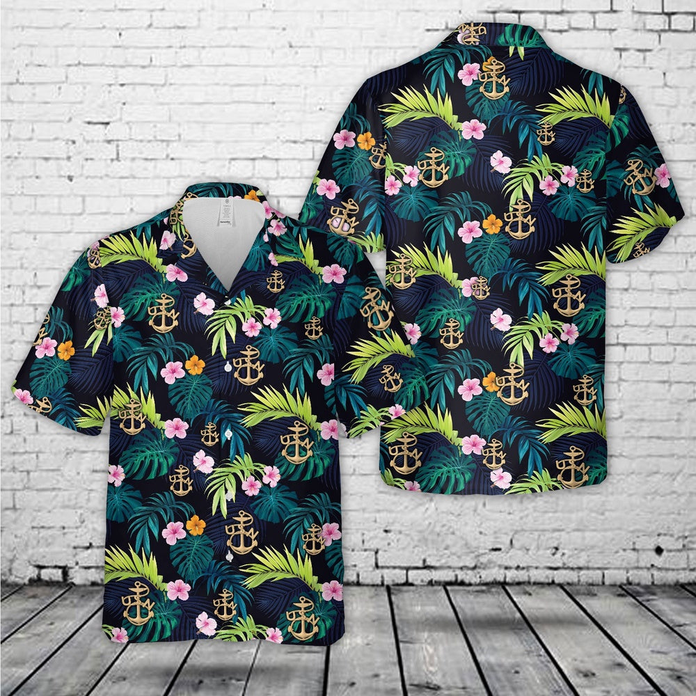 Us Navy Hawaiian Shirt, US Navy WWII Chief Anchor Hawaiian Shirt, Military Hawaiian Shirt