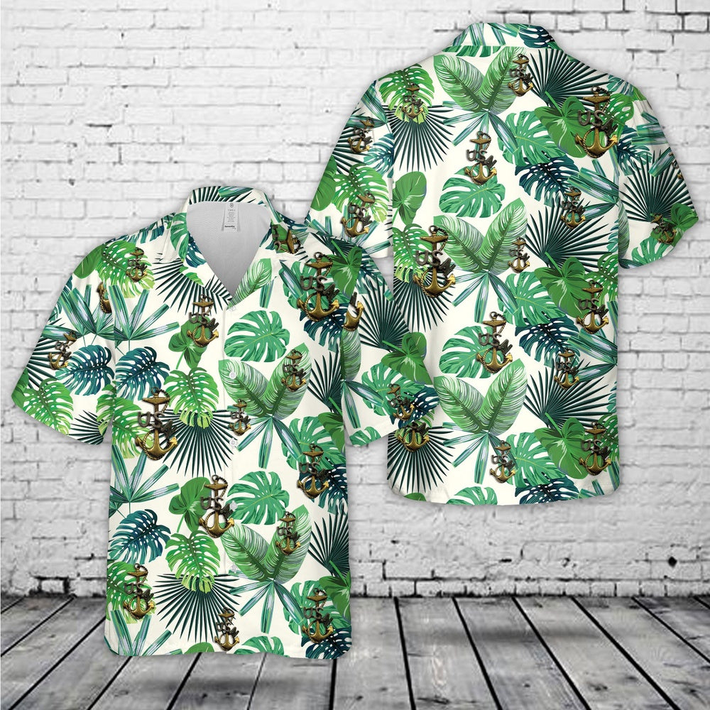 Us Navy Hawaiian Shirt, WWI US Navy Chief Petty Officer (CPO) Badge Hawaiian Shirt, Military Hawaiian Shirt