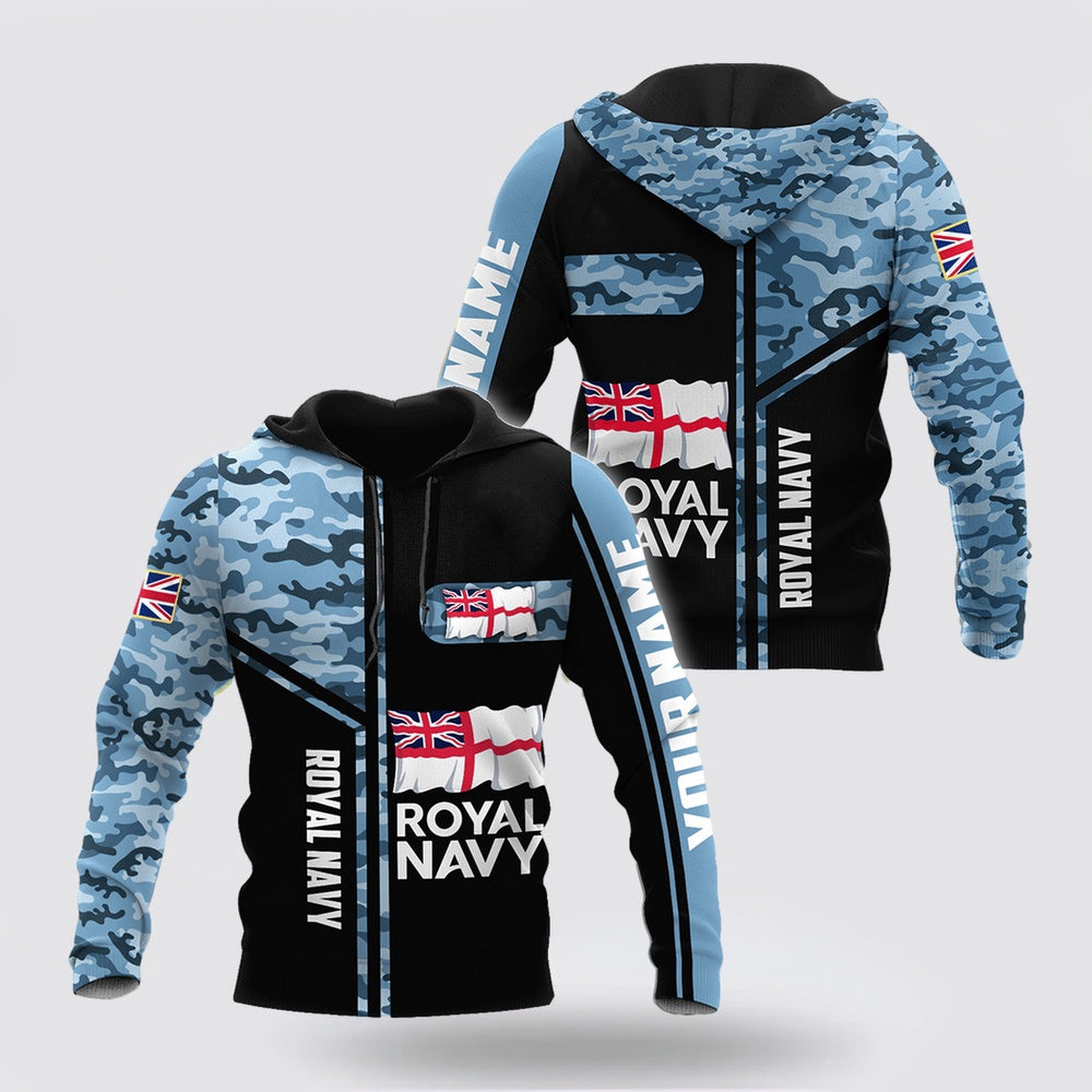 Us Navy Hoodie, Custom Name British Navy Camo 3D Design Print Hoodie