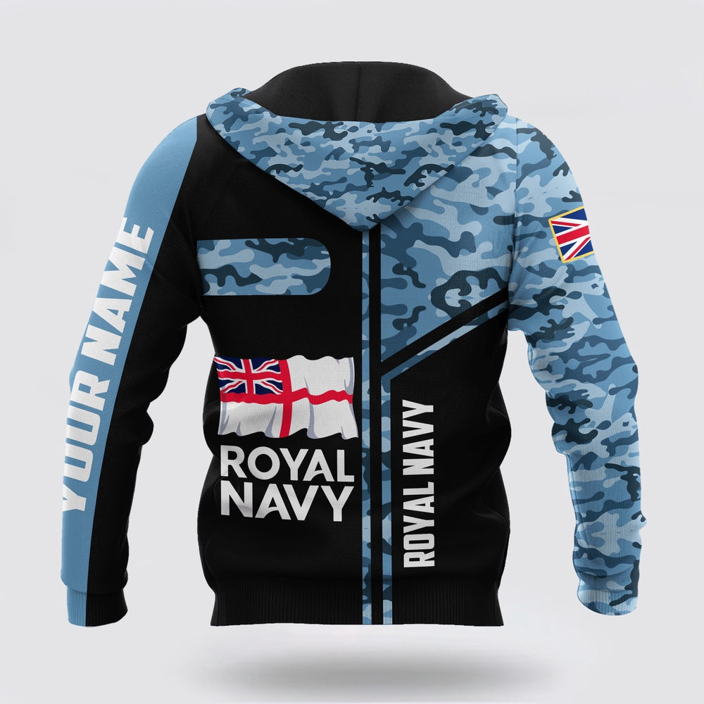 Us Navy Hoodie, Custom Name British Navy Camo 3D Design Print Hoodie