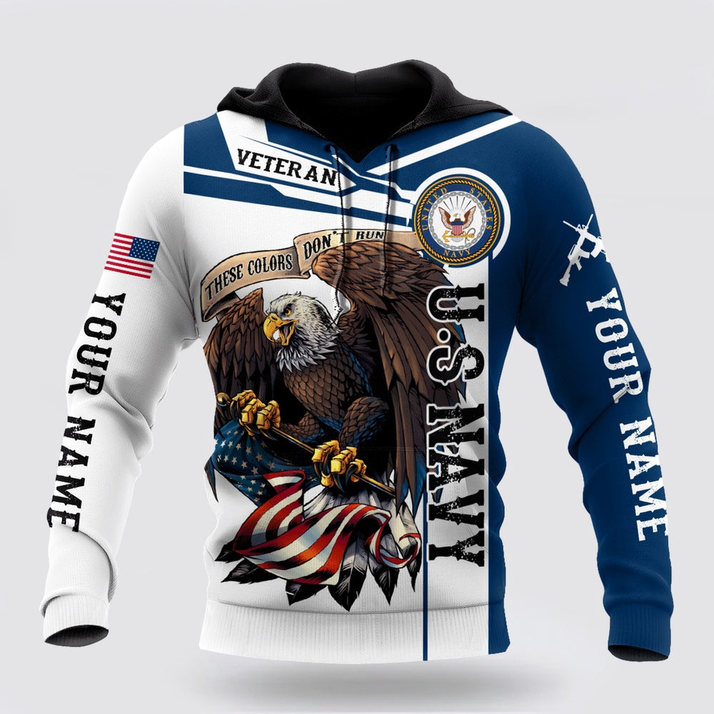 Us Navy Hoodie, Custom Name Us Navy Veteran 3D Printed Hoodie Proud Military