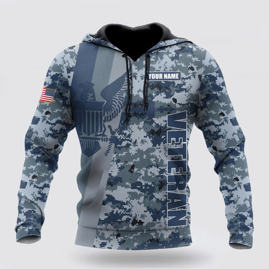 Us Navy Hoodie, Custom Name Us Navy Veteran Camo 3D Printed Hoodie Proud Military