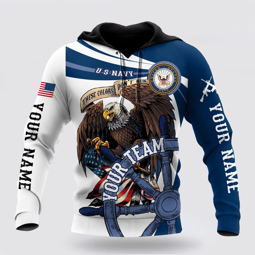 Us Navy Hoodie, Custom Name Us Navy Veteran Team Boat 3D Printed Hoodie Proud Military