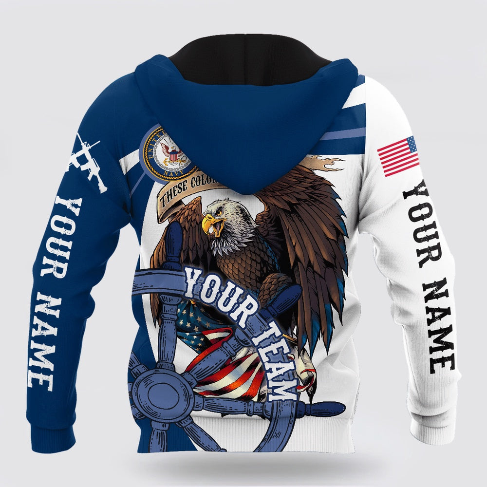 Us Navy Hoodie, Custom Name Us Navy Veteran Team Boat 3D Printed Hoodie Proud Military