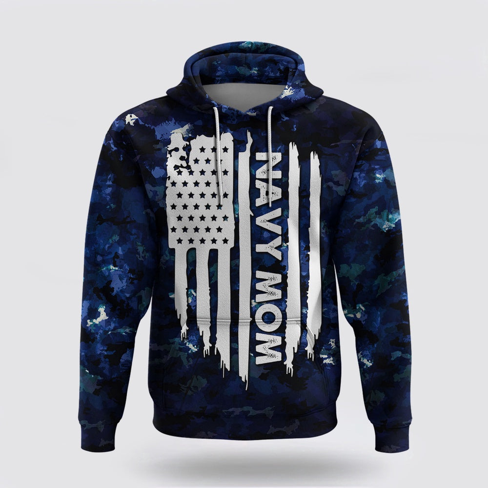Us Navy Hoodie, Mothers Day Navy Mom Camo Style Moms Love Is Stronger Than Waves Hoodie