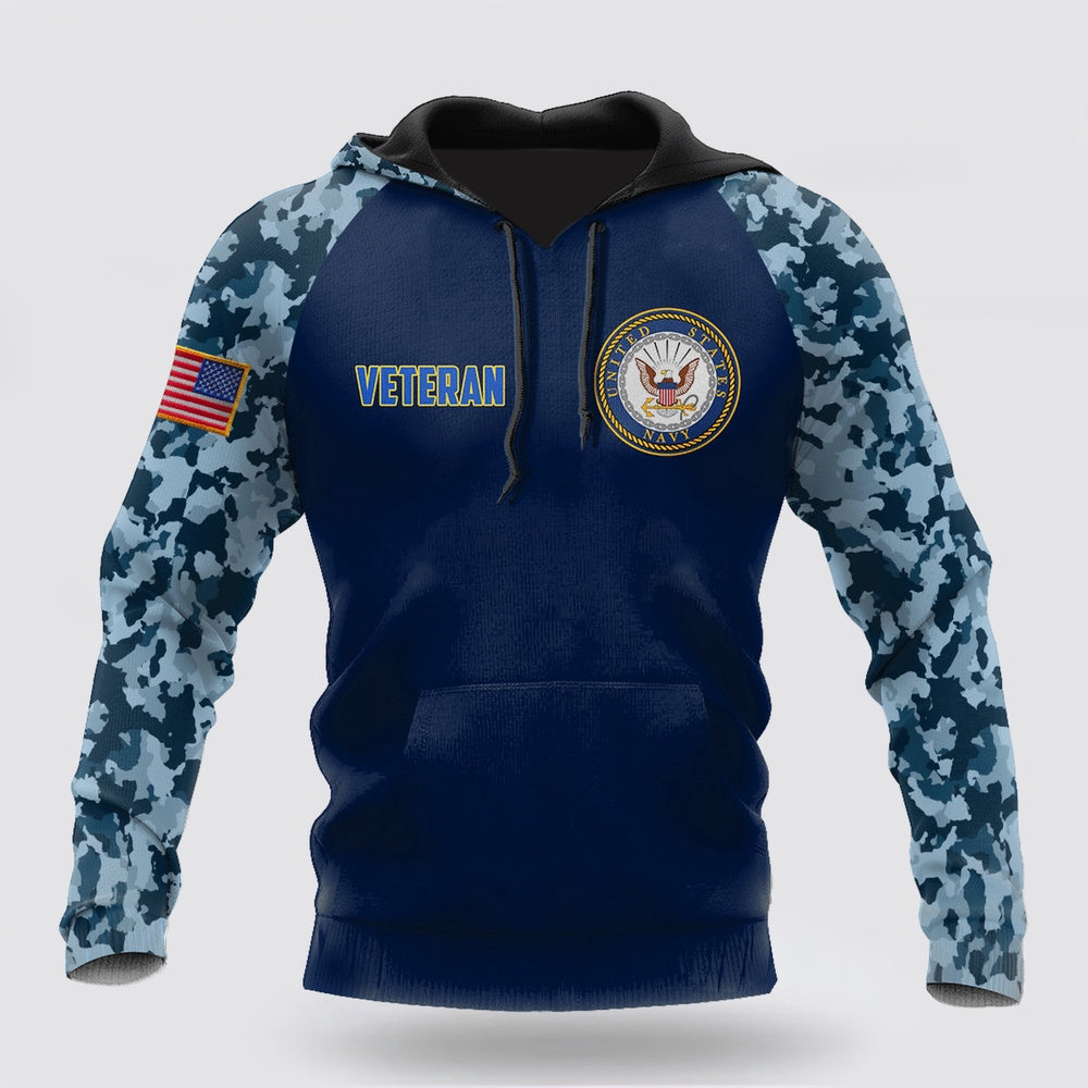 Us Navy Hoodie, Navy Veteran All Over Print 3D Hoodie