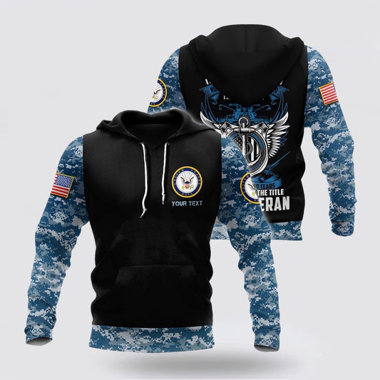 Us Navy Hoodie, Navy Veteran Personalized All Over Print 3D Hoodie