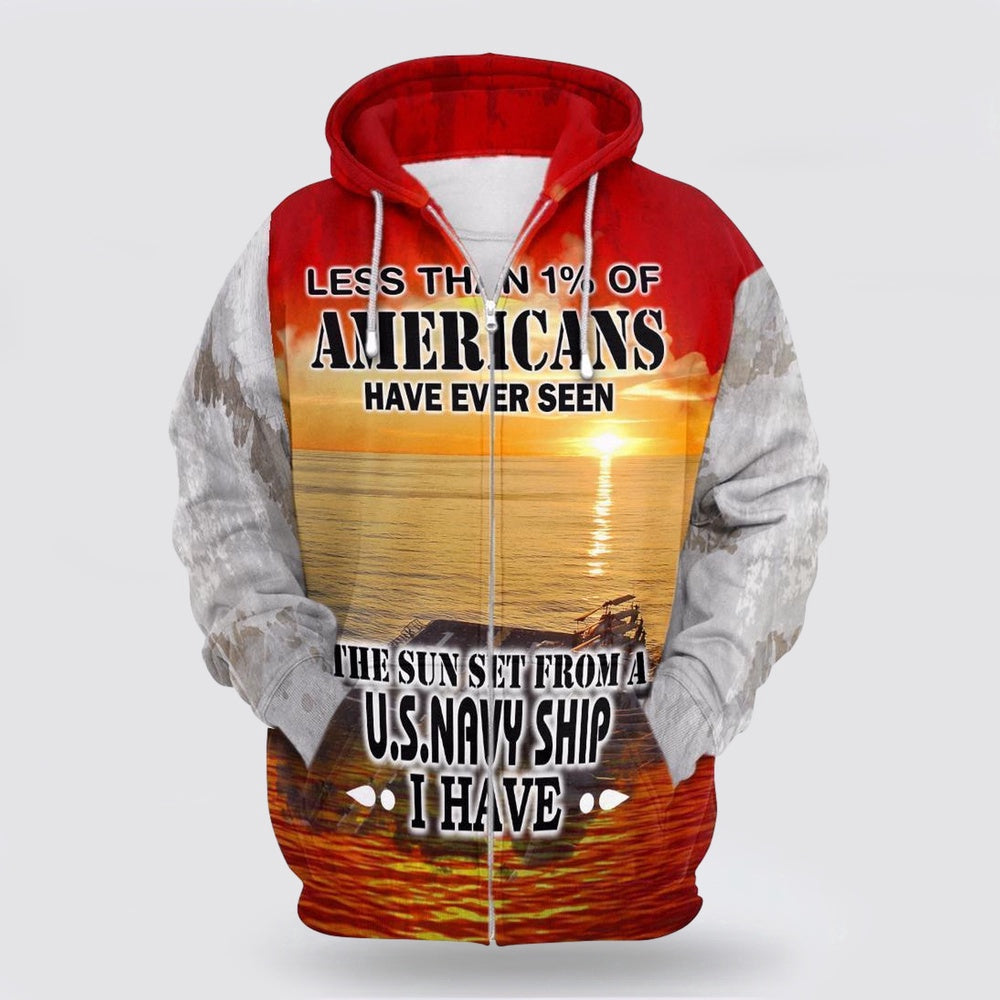Us Navy Hoodie, Sun Set On Navy Ship All Over Print Hoodie